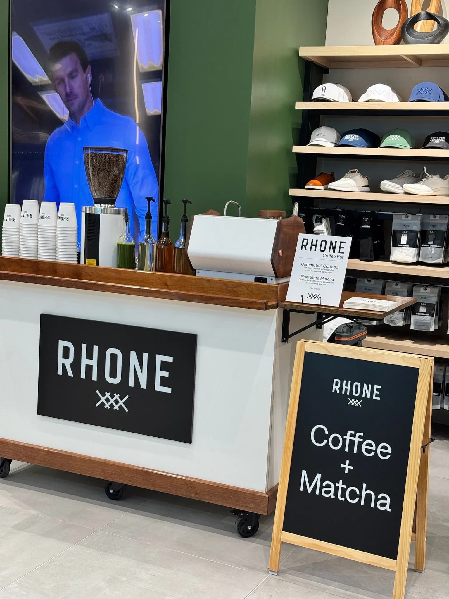 Custom-branded Anechó coffee cart at a New York City product launch event